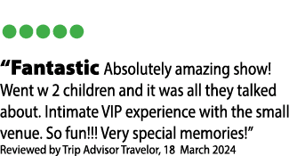 • • • • • “Fantastic Absolutely amazing show! Went w 2 children and it was all they talked about. Intimate VIP experi...